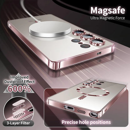 Luxury Glitter Plating Clear Silicone Soft Case For Samsung S25 Edge S24 S23 S21 FE S22 Ultra Plus Magnetic For Magsafe Shell