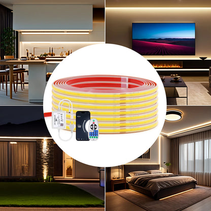 220V Dimmable COB LED Strip Light WIFI Bluetooth Wall Touch 23key Remote Control Power Kit 288LED IP67 Waterproof Flexible Lamp