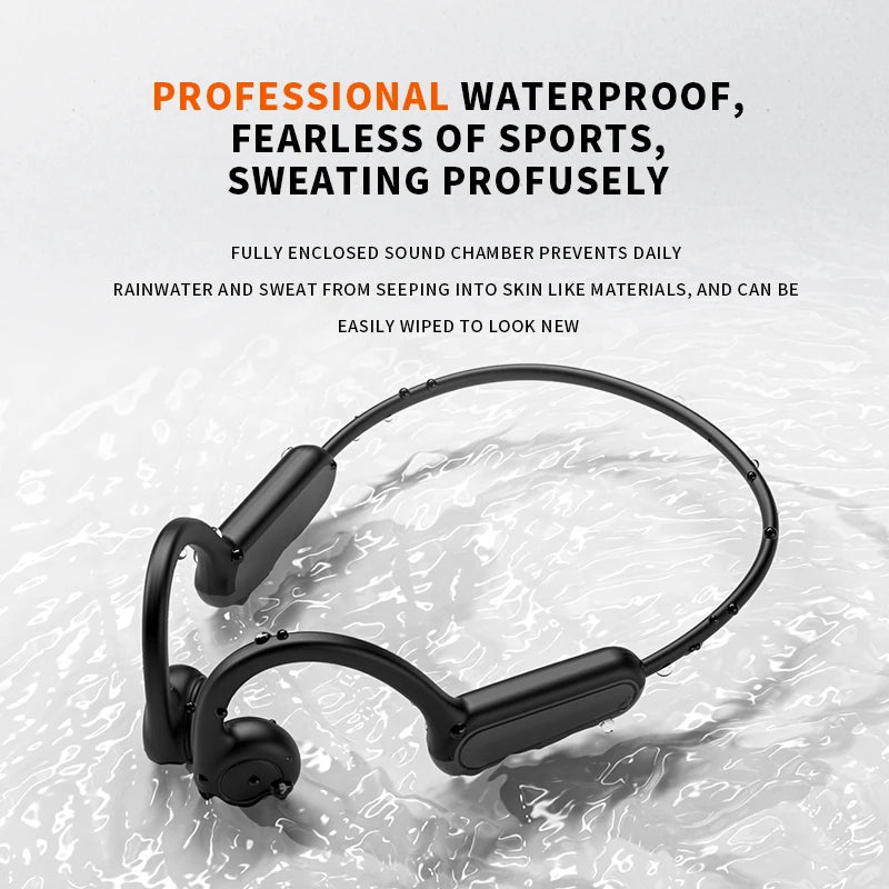 2025 True Bone Conduction Earphones Bluetooth 5.3 Sports Wireless Headphones Ear Hook Waterproof Headset for Running Driving