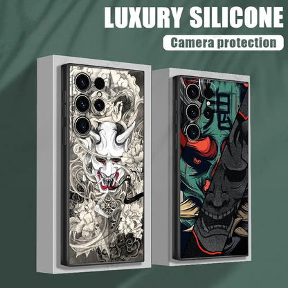 Samurai Hannya Mask Ghost Phone Case For Samsung Galaxy S24FE Cases S25 S23 S21 Ultra S20 S24 FE S22 Plus A25 A35 A54 A55 Cover
