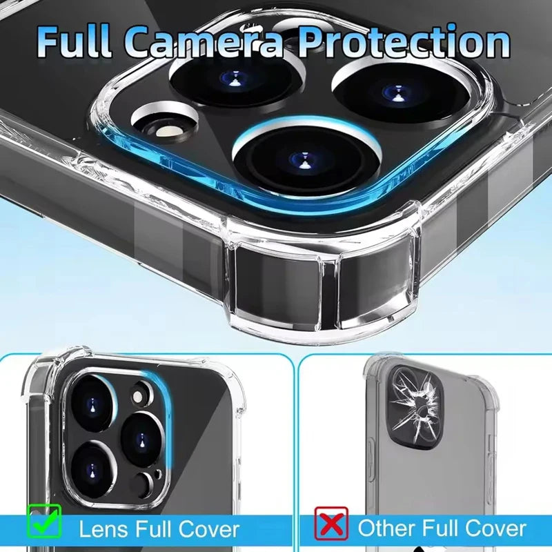 Transparent Silicone Soft Shockproof Case For iPhone 11 12 13 14 Pro Max 15 16 17 Plus 16e 17 AIR 12 Mini I17 i 17 5G Back Cover