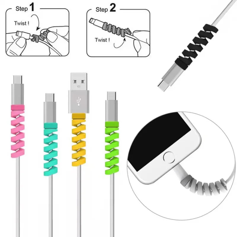 10PCS Cable Protector Cover Silicone Bobbin Winder for IPhone 13 Samsung S21 Xiaomi Poco Cable Charger Cable Cord Organizer Clip - covers4phones