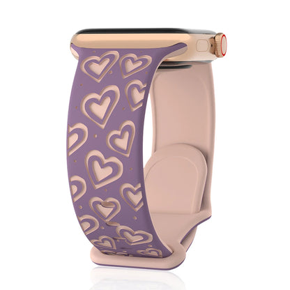 Engraved Band for Apple Watch 40mm 41mm 42mm 44mm 45mm 46mm 49mm Soft Silicone Wrist Strap iWatch SE Series 10 9 8 7 6 5 4 Ultra