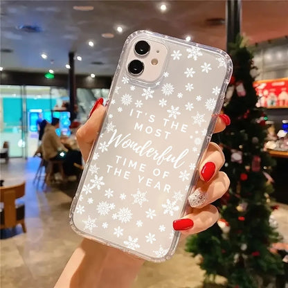 Christmas Cute Snowflakes Aesthetic Clear Phone Case Cover for iPhone 17 16 11 12 13 14 15 Pro Max XR XS X 7 8 Plus 17 Air Cases