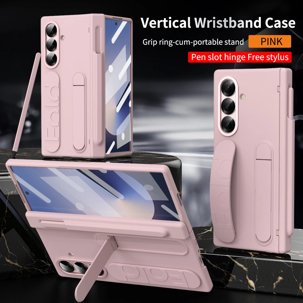 For Samsung Galaxy Z Fold 7 6 5 4 3 Luxury Wristband Hinge Lnvisible Folding Bracket Screen Glass Protect  Film Shockproof Cover