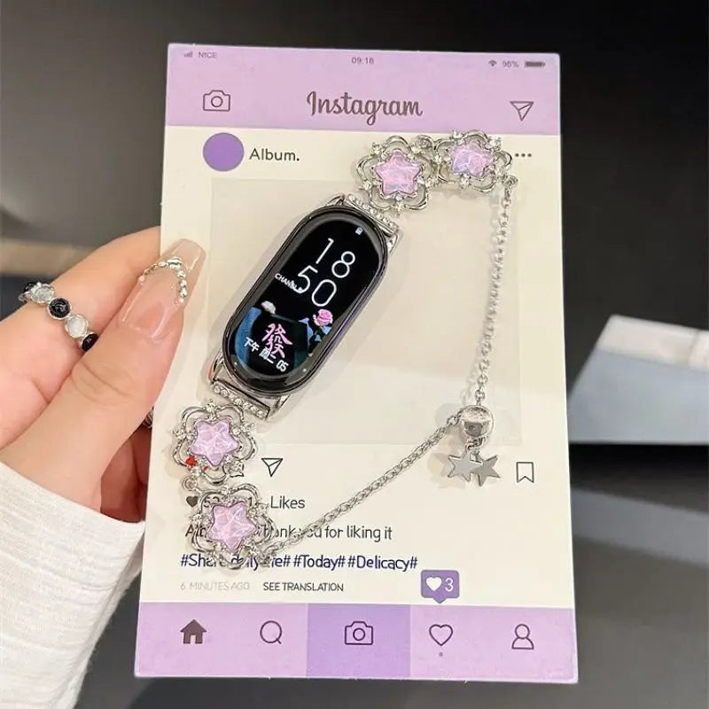 Wire frame flowing star strap suitable for Xiaomi Band 8Pro/9Pro，For Mi band 3/4/5/6/7，8/8NFC/9/9NFC/10/10NFC，For Redmi Watch5/4