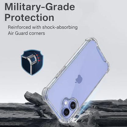 Hybird Hard Acrylic Clear Case for iPhone 17 Air 16 E Pro Max Military Grade Shockproof Transparent Silicone Soft Back Cover
