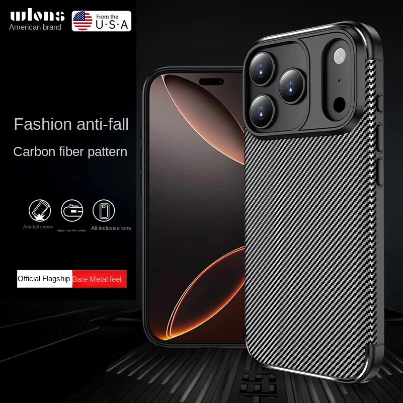 Carbon Fiber Pattern For iphone 17Promax 17 Air 17pro Phone Case Fashionable Anti-Fall Sensation Protective Cover for High