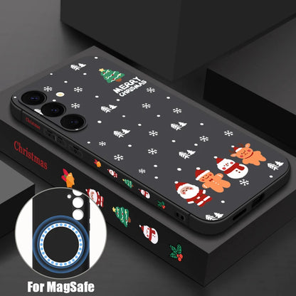 Christmas Tree Magnetic Case For Samsung Galaxy S25 S23 S24 Ultra S22 Plus S24 FE For Magsafe Wireless Charge Lanyard Soft Cover