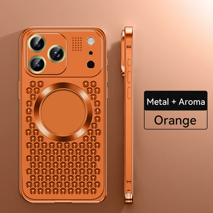 Aroma Metal Phone Case For iPhone 17 16 15 14 13 12 Pro Max Aluminum Alloy Heat Dissipation Anti-fall Lens Protect Magnetic Case