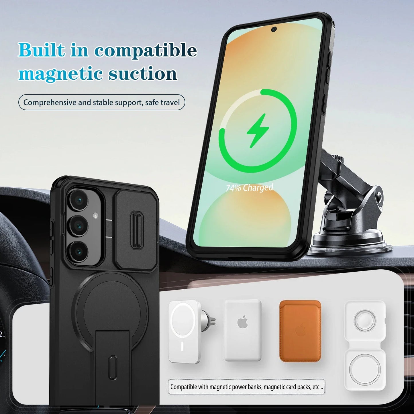 Case for Samsung Galaxy S25 FE S24 Plus S25 Ultra 5G Kickstand Bag Shockproof Matte Armor Cover