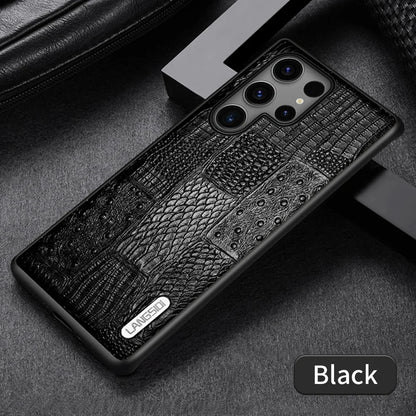 LANGSIDI Genuine Leather Retro Phone Case For Samsung Galaxy S 25 S25 S23 S24 Ultra S24 Plus S25Plus S25Ultra Luxury Back Cover