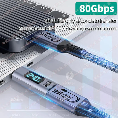 PD 240W Magnetic USB C Adapter Fast Charging Type C to USB C USB4 Connector 80Gbps 16K60Hz for Thunderbolt 5 4 iPhone 16 Macbook