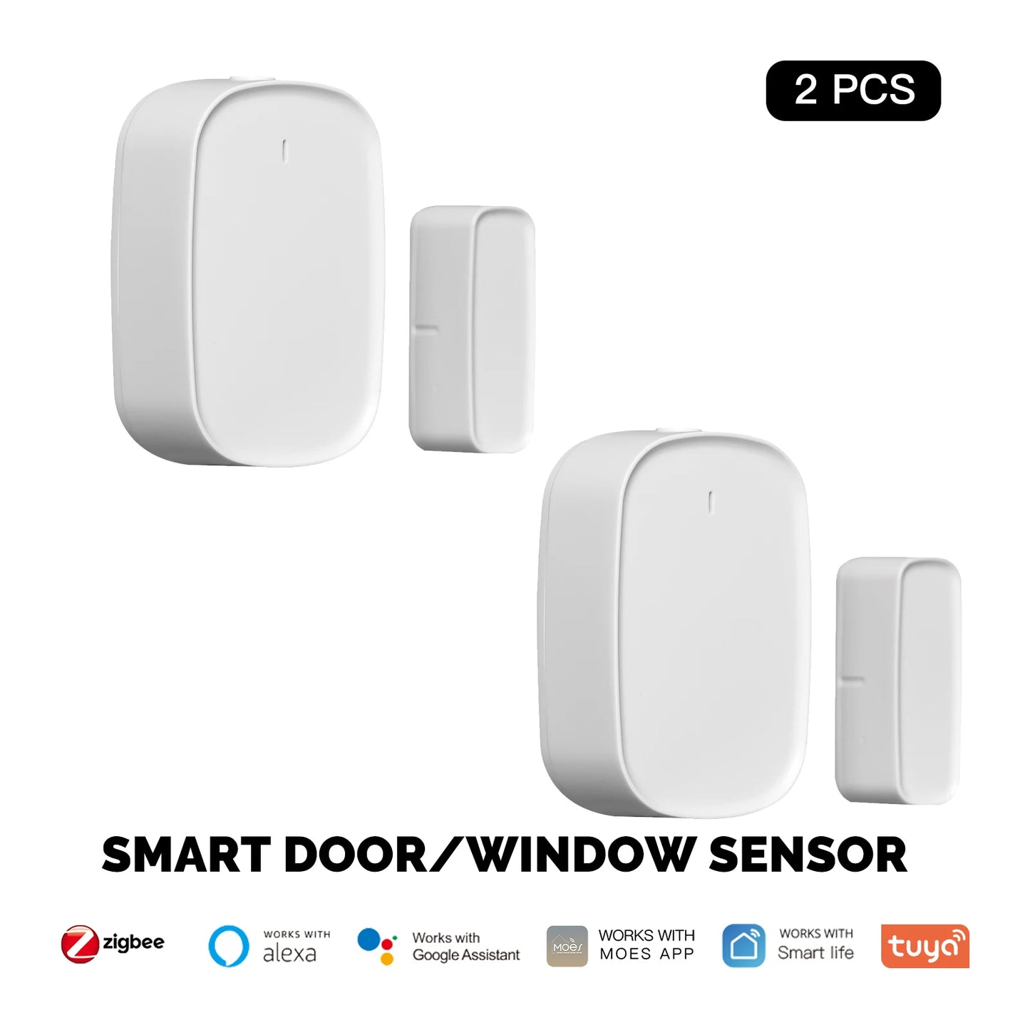 MOES Tuya ZigBee Smart Window Door Gate Sensor Detector Smart Home Security Alarm System Smart Life Tuya App Remote Control