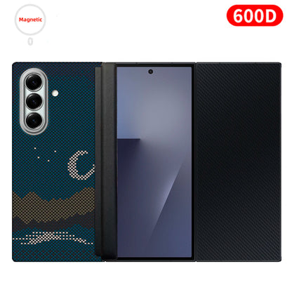 For samsung galaxy z trifold aramid case 600d kevlar carbon aramid fiber fabric thin hard cover magnetic balck Slim light premiu