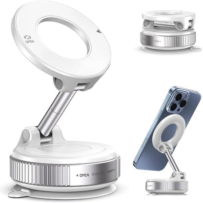 Car Mount Vacuum Magnetic Holder Foldable Strong Suction Stand For Cell Phone For iphone 16 15 12 13 14  Live Streaming