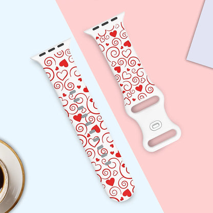 Lucky Heart Engraved Silicone watch Band for Apple Watch 38/40/41/42/44/45/46/49mm,  for iWatch Series 10 9 8 7 6 5 4 3 2 1 SE