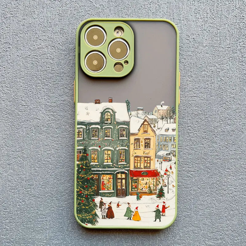 Ins Cartoon Christmas Style Phone Case For iPhone 17 16 Pro Max 15 14 13 12 11 Pro Max XR XS X 16 Plus Streetscape Phone Covers