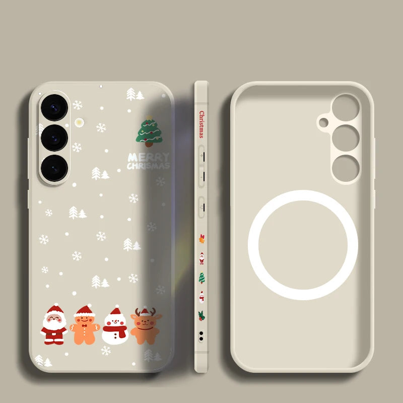 Christmas Tree Magnetic Case For Samsung Galaxy S25 S23 S24 Ultra S22 Plus S24 FE For Magsafe Wireless Charge Lanyard Soft Cover