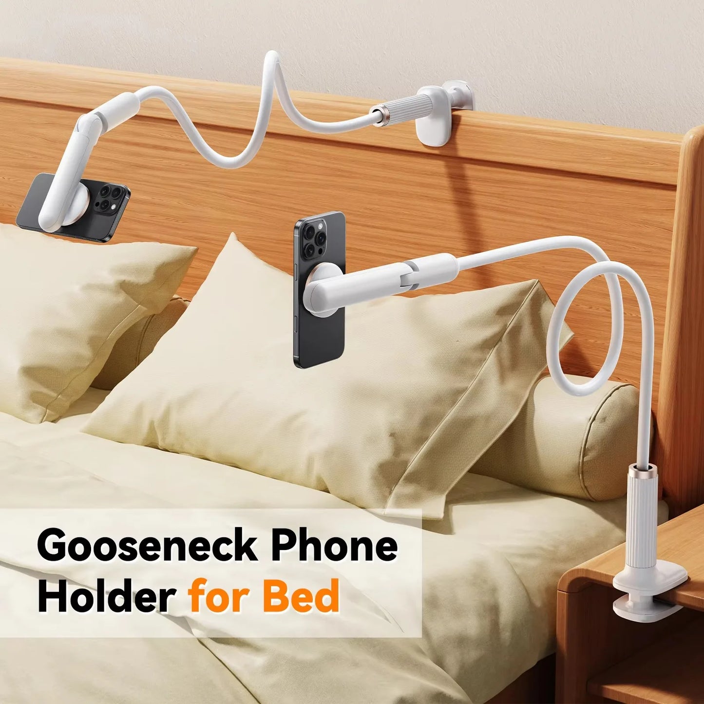 Eary Gooseneck Phone Stand Holder For Bed Kitchen Magnetic Kickstand Adjustable Long Arm Flexible Lazy Bracket For 4-7In Devices