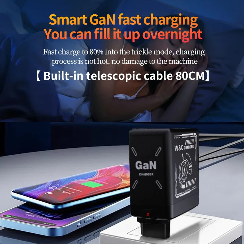 W&O GaN Fast Charging 20W Cable Type C and Lightning Liquid Silicone Cable for iPhone 14 15 Pro Max Xiaomi Realme Redmi ﻿