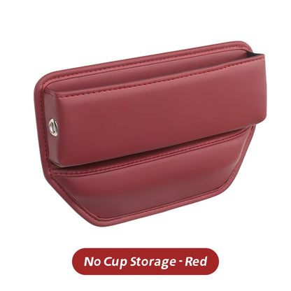 Leather Car Seat Gap Organizer Multifunction Console Crevice Filler Side Storage Box with Cup Holder Car Interior Storage Pocket