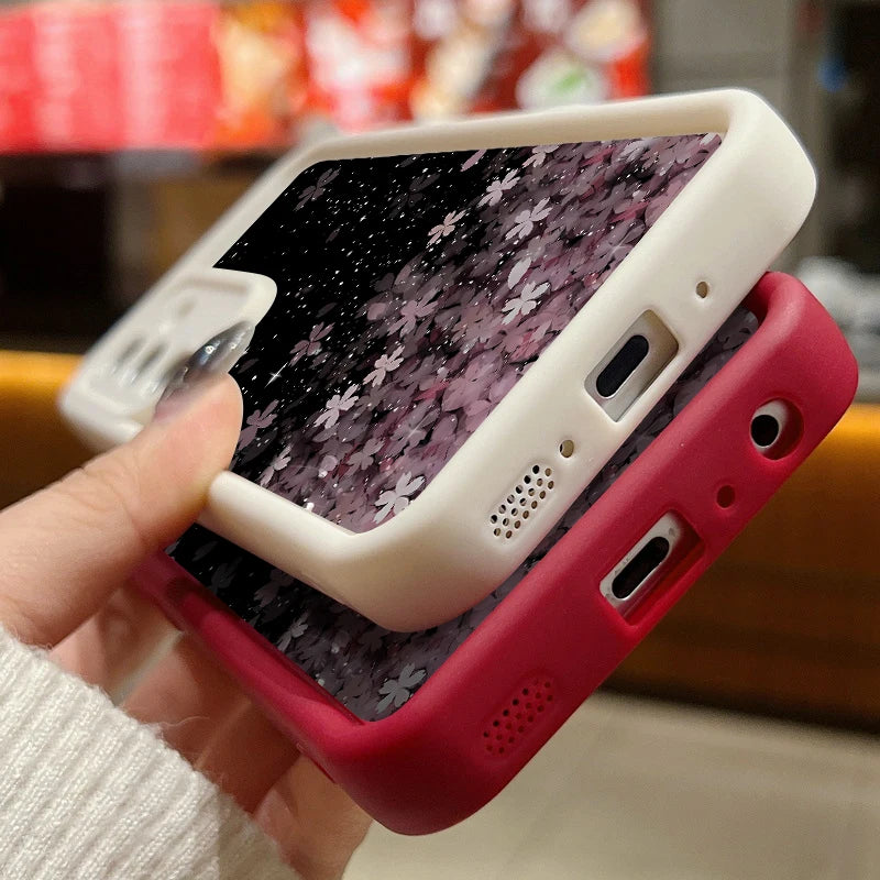 Cherry Blossom Silicone Case For Samsung Galaxy S25 Edge S24 S23 Ultra S24 FE A55 A15 A16 A35 A25 A53 A54 A56 5G TPU Phone Cover