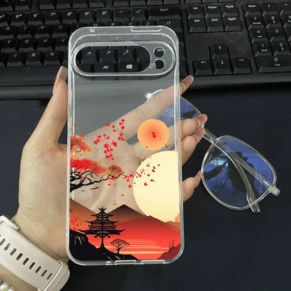 Japan The Great Wave Of Kanagawa Phone Case For Google Pixel 9 Pro XL 10 8A 8 7 Pro 8 7 6A 5G Anime Scenery Clear Soft Cover Bag