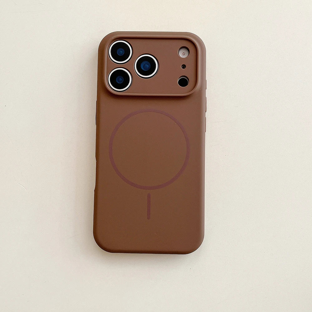 Desert Gold liquid silicone magnetic charging phone case for iPhone 17 16 15 14 13 12 Pro Max Air fine hole magsafe soft cover
