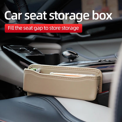 Car Seats Gap Bag Case Storage Bag PU Leather Auto Console Side Seat Pocket Organizer Reserved Charging Cable Hole Universal