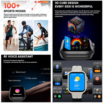 Watch Ultra K62 Men Women 1000mAh AMOLED 100+Sport Heart Rate HD Bluetooth Call GPS Track Waterproof Smart Watch For iOS Android