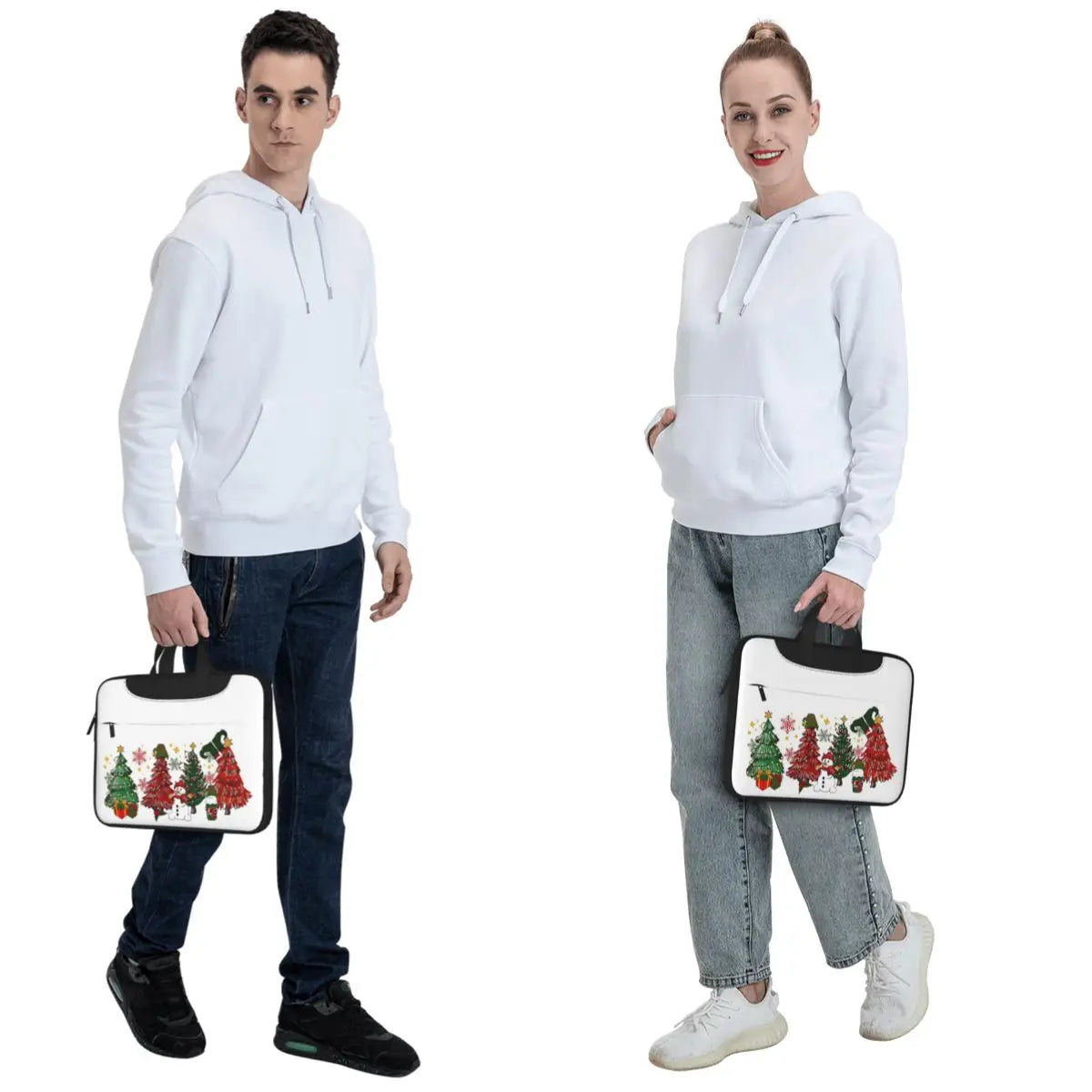 Christmas Pine Trees Crossbody Laptop Bag Case Computer Bag Resistant Protective Notebook Pouch for Macbook Pro