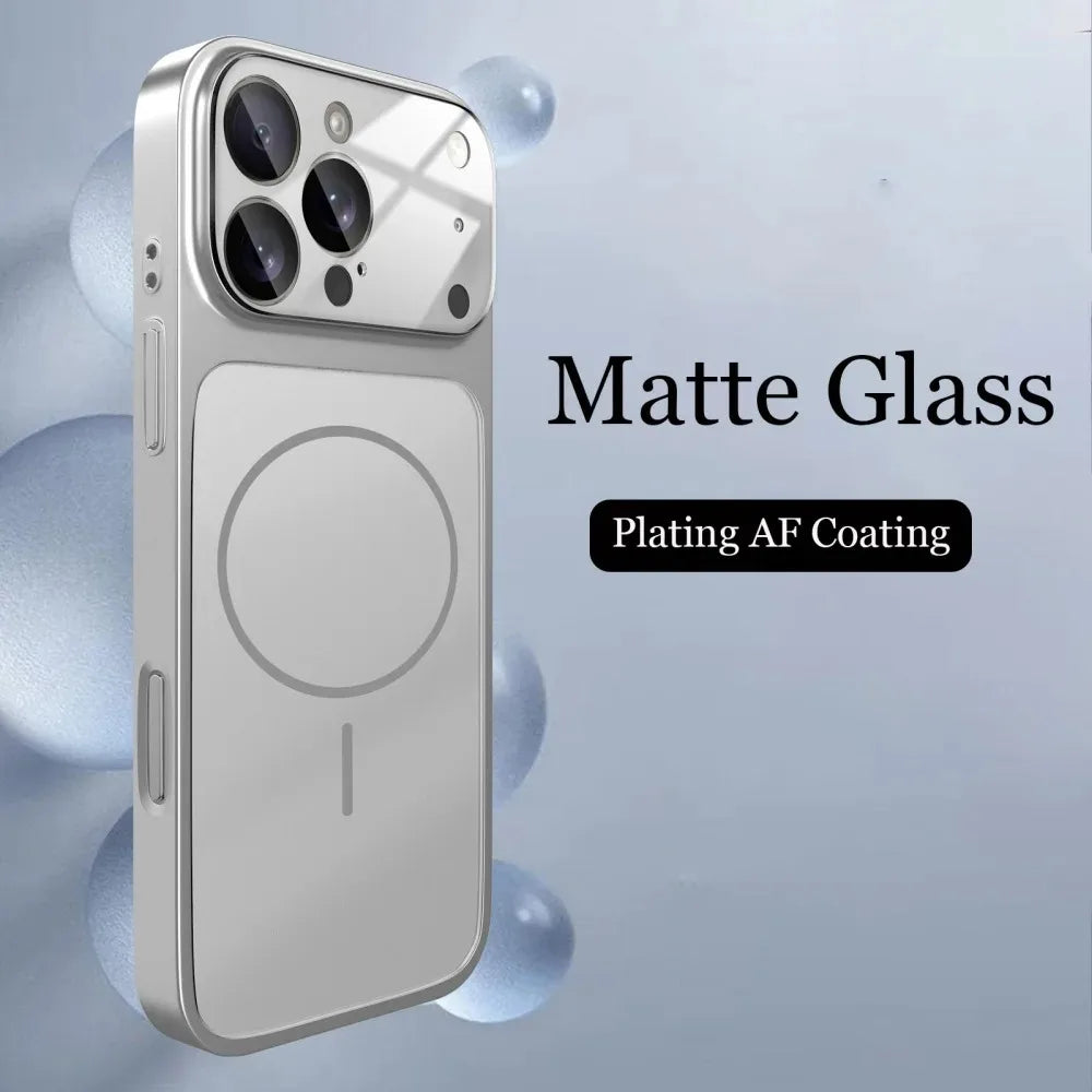 Glass Nano Matte Case For iPhone 17 Pro Max 17Air 17Pro 16 15 14 13 Pro Max Cover Magnetic Wireless Charge Armor Funda