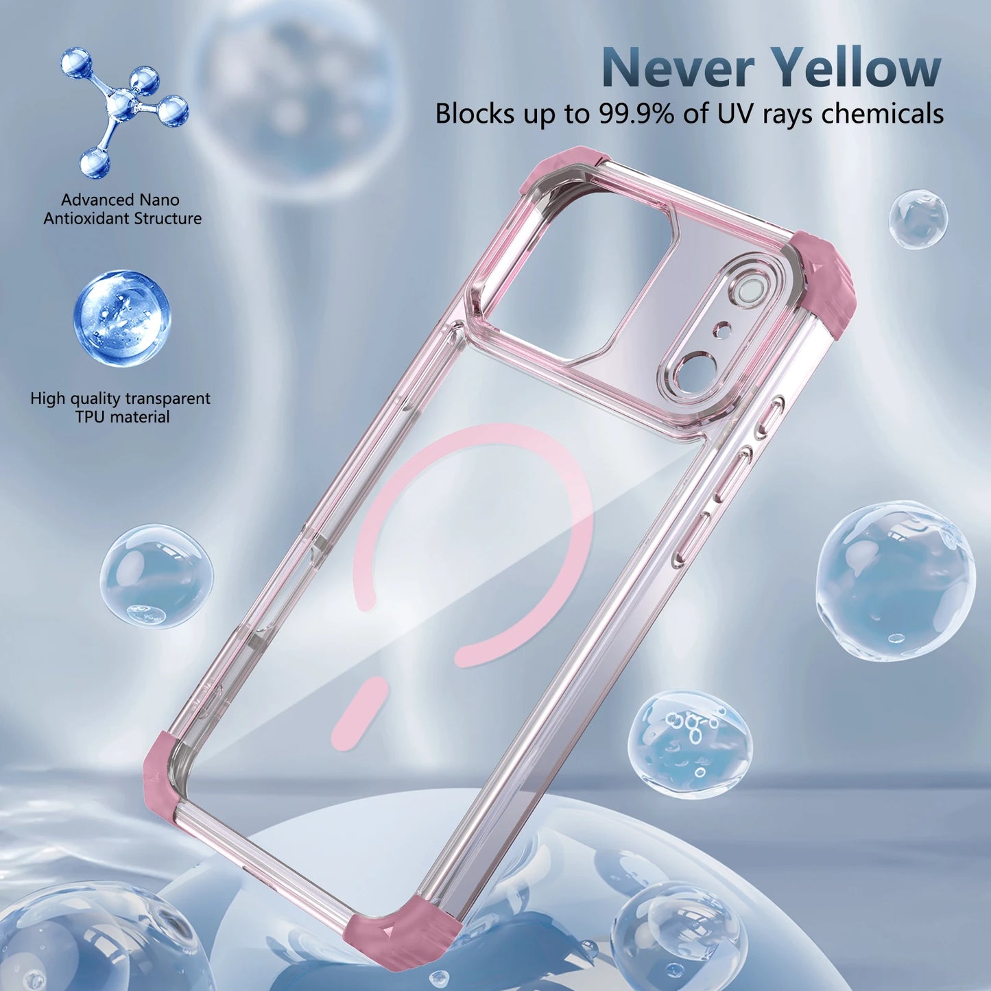 New Armor Shockproof Magnetic Wireless Charging Transparent Case For iPhone 17 16 14 13 12 15 Pro Max Plus 17Air Magsafe Cover