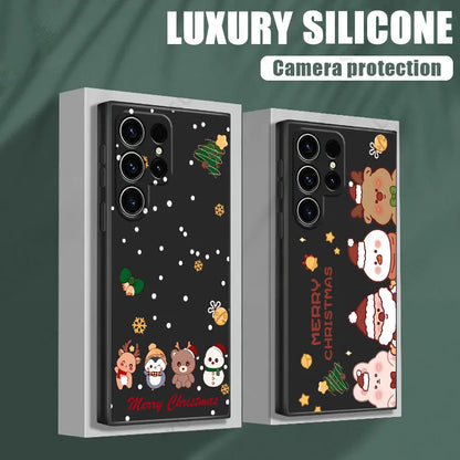 Cute Christmas Elk Snowman Phone Case For Samsung Galaxy S25 FE Cases S25 S24 S23 S21 Ultra S20 S24 FE S22 Plus Note 20 10 Cover