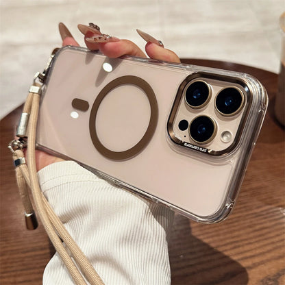 Crossbody Lanyard Necklace Transparent Magnetic For Magsafe Phone Case for iPhone 15 11 12 13 14 16 Pro Max Plus Anti-lost Cover