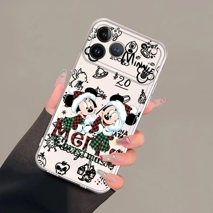 Soft Phone Cover Case for iPhone 7 8 12 Mini 17 Air 16 15 14 Plus XR 13 12 11 Pro MAX 16e Christmas Fummy Mickey Minnie