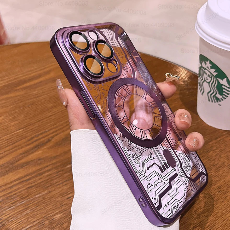 Luxury Plating For Magsafe Wireless Charge Case For iPhone 11 12 13 14 15 16 Pro Max Plus Phone Cases Soft Magnetic Bumper Cover