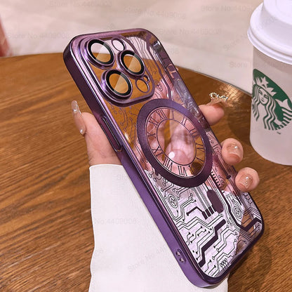 Luxury Plating For Magsafe Wireless Charge Case For iPhone 11 12 13 14 15 16 Pro Max Plus Phone Cases Soft Magnetic Bumper Cover