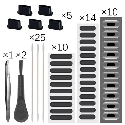 Universal Dust Plug Mobile Phone Speaker Anti Dust Mesh Sticker for iPhone Samsung Mi Charge Port Protector Cleaning Brush Set - covers4phones