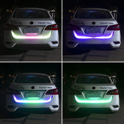 Car Rear Trunk Tail Light 120cm Colorful Dynamic Reverse Warning LED Strip 12v Additional Brake Follow Turn Signal Lamp