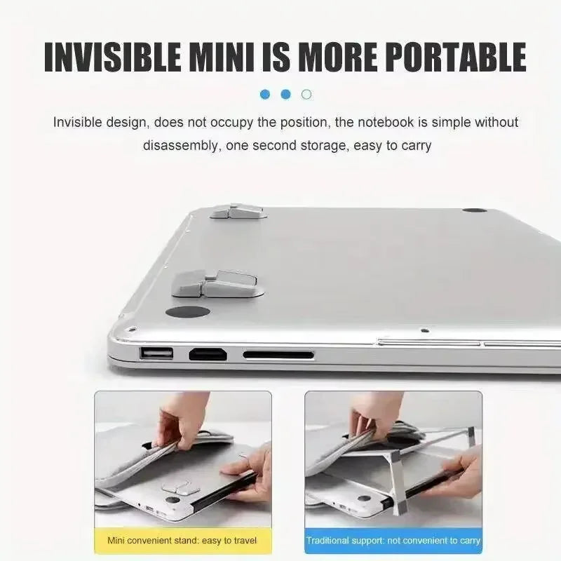 2pcs/Set Laptop Stand for Computer Keyboard Stand Riser Aluminum Mini Portable Laptop Stands for Macbook / Notebook /Lenovo/Dell