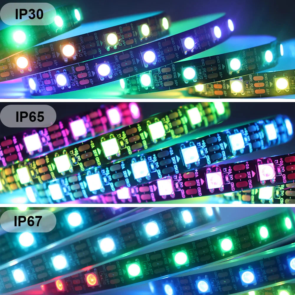 WS2812B WS2811 WS2815 WS2813 RGBIC LED Strip WS2812 30/60/144Pixels/Leds/m Individually Addressable Smart Tape Light DC5V/12V