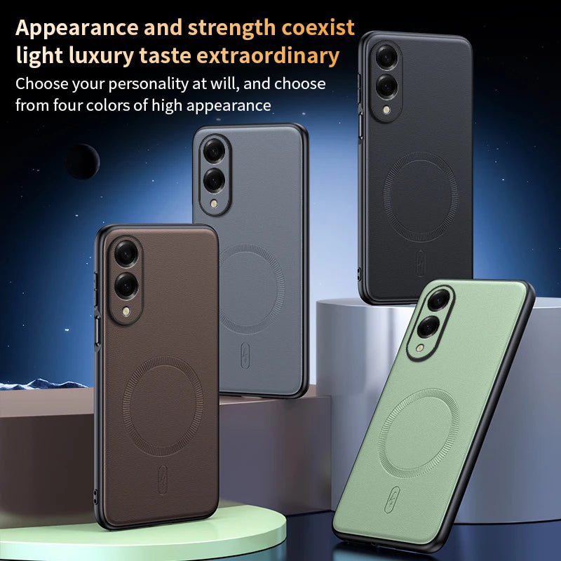 For Samsung S25 Edge Case Magnetic Leather Shield Cover For Samsung S25 Edge Anti-Fingerprint Non-Slip PC+TPU