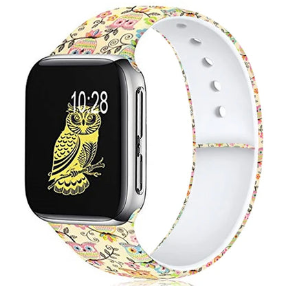 YAYUU Sport Band for Apple Watch Bands 40mm 41mm 44mm 45mm Floral Silicone Printed Pattern Straps for iWatch Series 7 6 5 4 3 SE