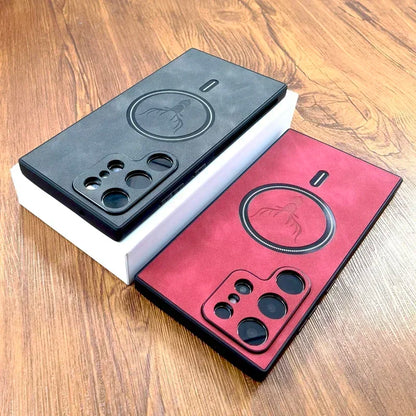 Vintage Leather Case For Magsafe Wireless Charging For Samsung Galaxy S24 S23 S22 S21 Ultra Plus FE Note 20 S 23 S23Ultra Covers - covers4phones
