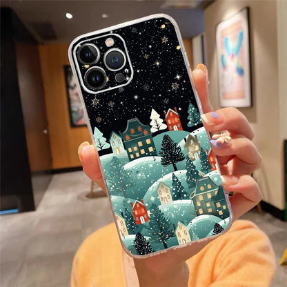 Winter Christmas Snowflake Phone Case Carcasa Funda For iPhone 17 Pro Max Air 17 16 15 14 13 Pro Max 15 16 Pro 16E Case