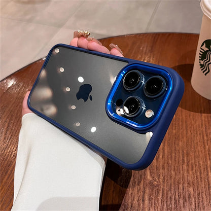 Luxury Transparent Soft Silicone Frame Armor Phone Case For iPhone 16 Pro Max Plus 17 Air Clear Shockproof Hard Acrylic Cover