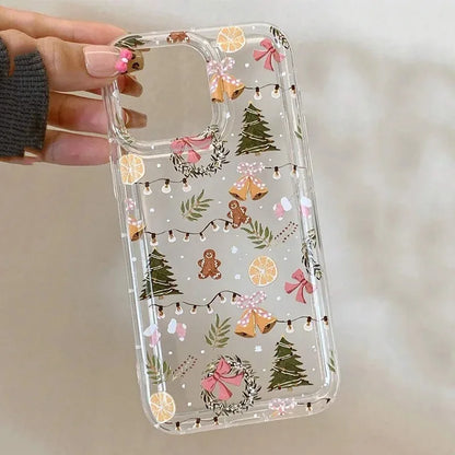 Winter Christmas Graphic Print Clear Case For iPhone 16 15 14 13 12 11 Pro Max 16E XS XR SE2 7 8 Plus SE2 SE3 Shockproof Cover
