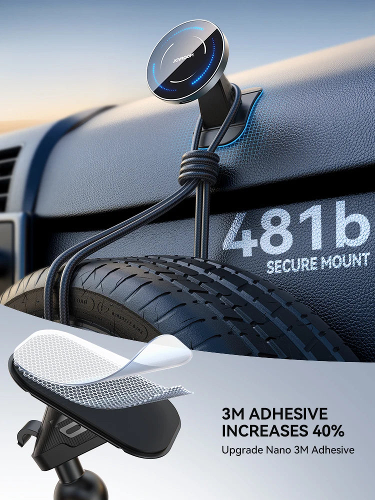 Joyroom Magnetic Car Phone Holder Mount Dashboard & Air Vent Wirelees Charging Phone Holder For iPhone 16 15  14 13 12 JR-ZS501